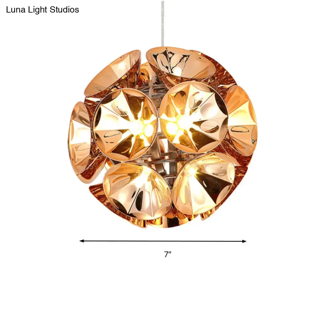 Modern Ball Pendant Light in Chrome/Gold with LED, White/Warm, 7"/11" Dia