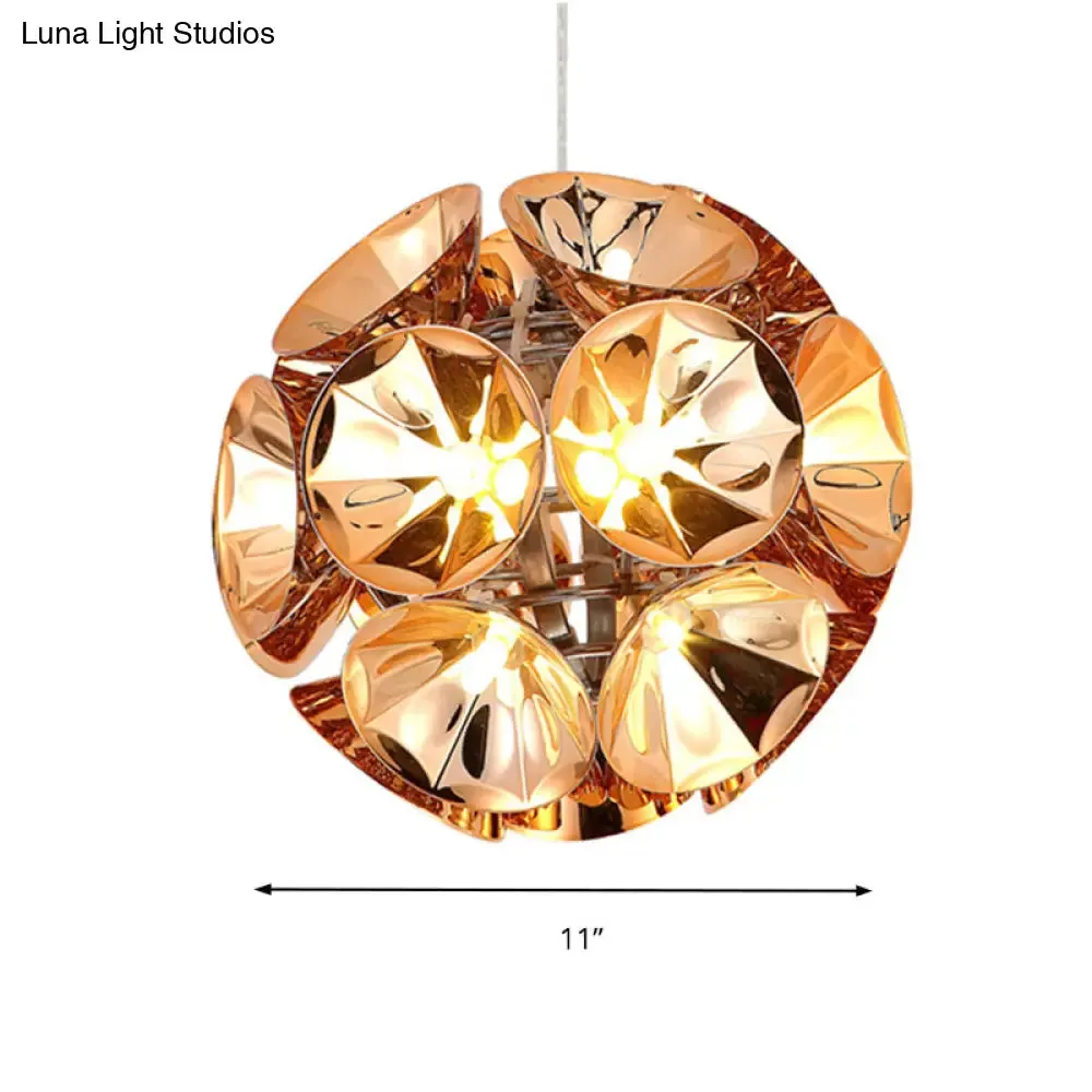 Modern Ball Pendant Light in Chrome/Gold with LED, White/Warm, 7"/11" Dia