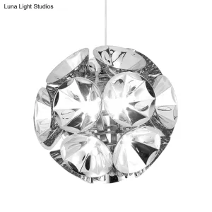 Modern Ball Pendant Light in Chrome/Gold with LED, White/Warm, 7"/11" Dia