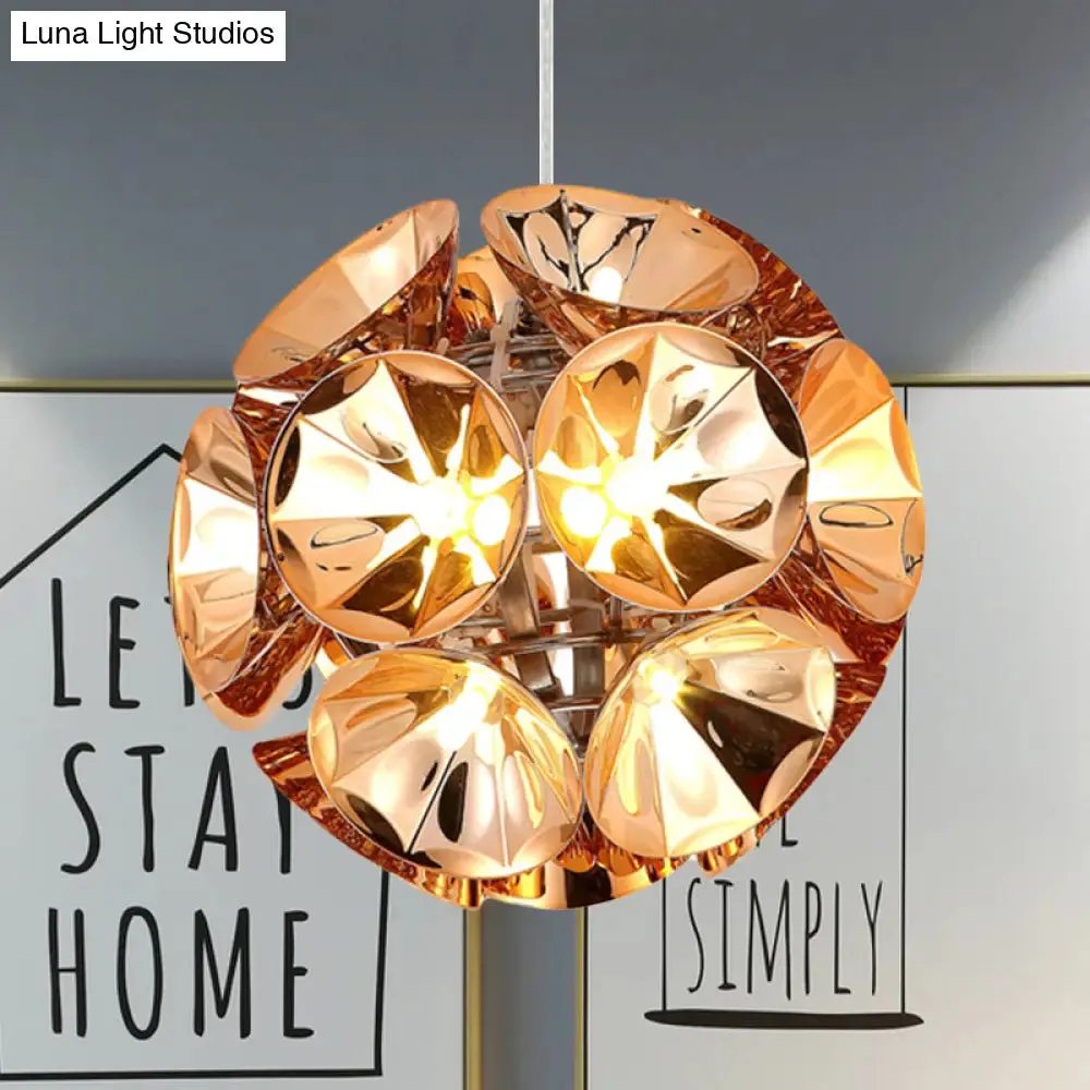 Modern Ball Pendant Light in Chrome/Gold with LED, White/Warm, 7"/11" Dia