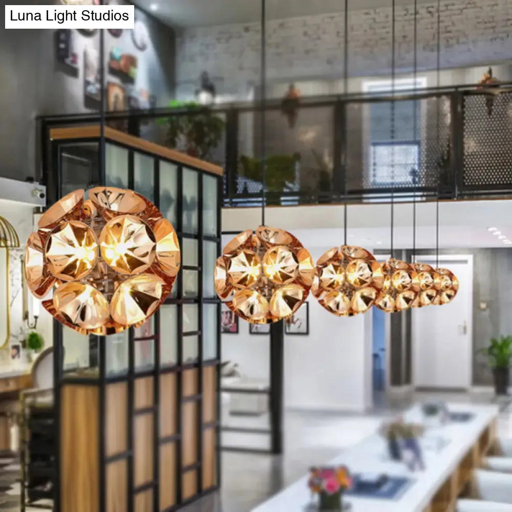 Modern Ball Pendant Light in Chrome/Gold with LED, White/Warm, 7"/11" Dia