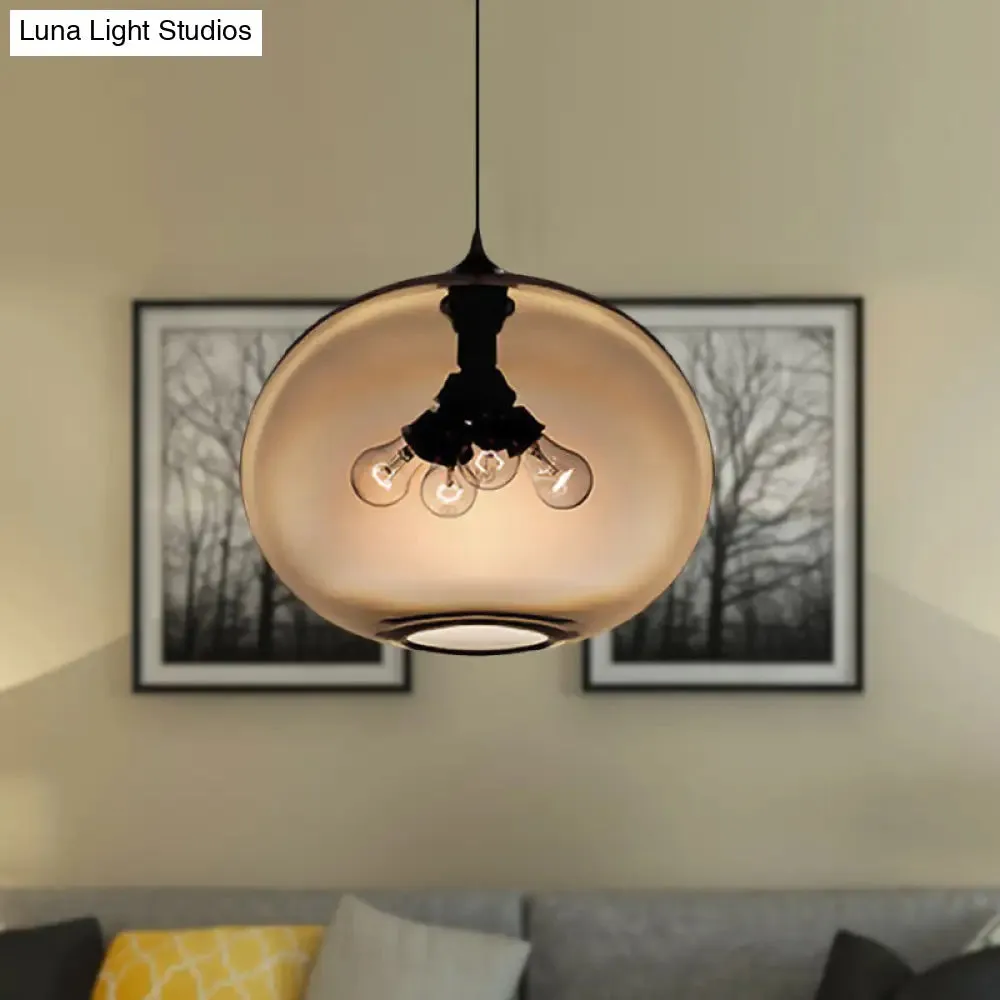 Modern Brown/Clear/Amber Oval Glass Pendant Light - 4-Light Ceiling Hanging Fixture