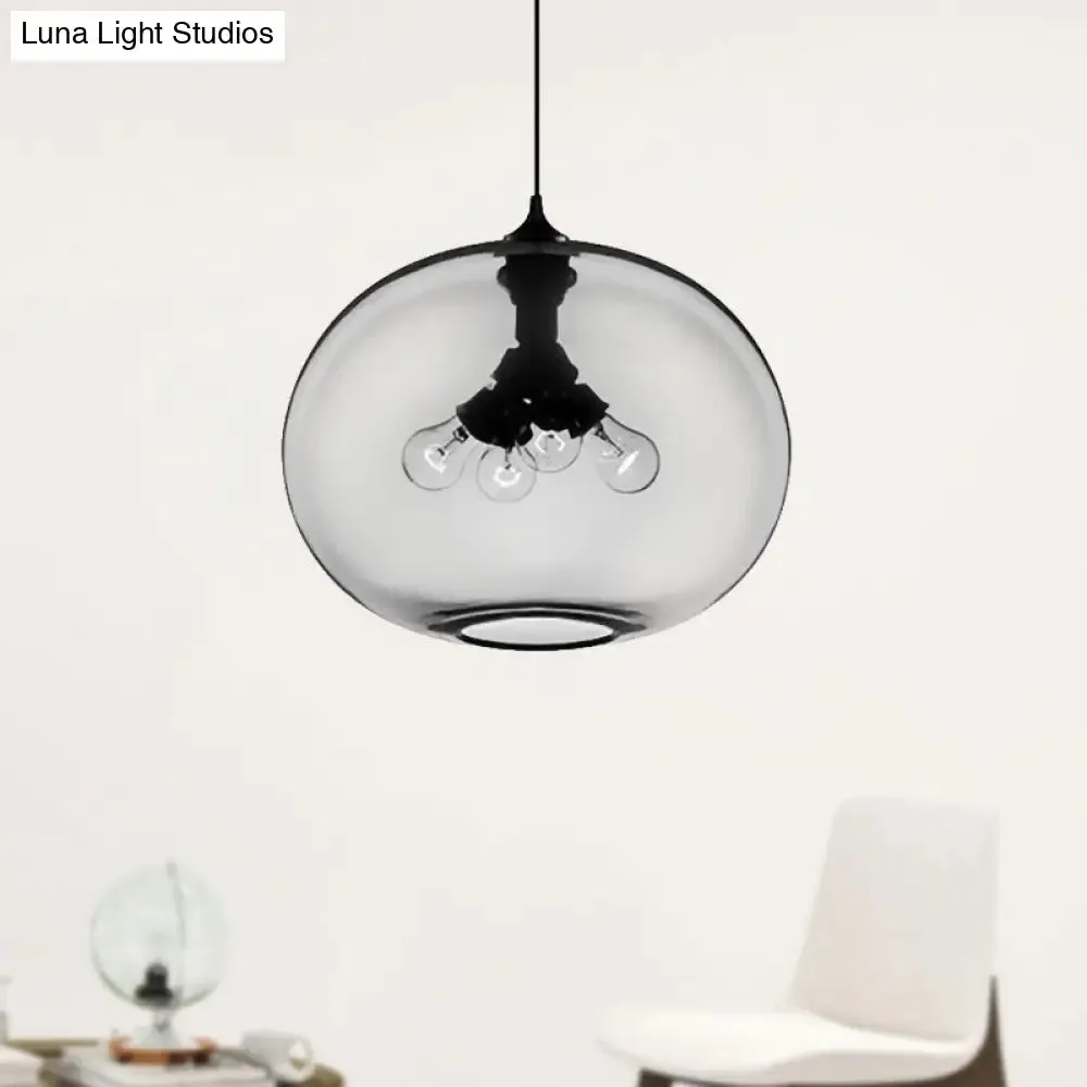 Modern Brown/Clear/Amber Oval Glass Pendant Light - 4-Light Ceiling Hanging Fixture