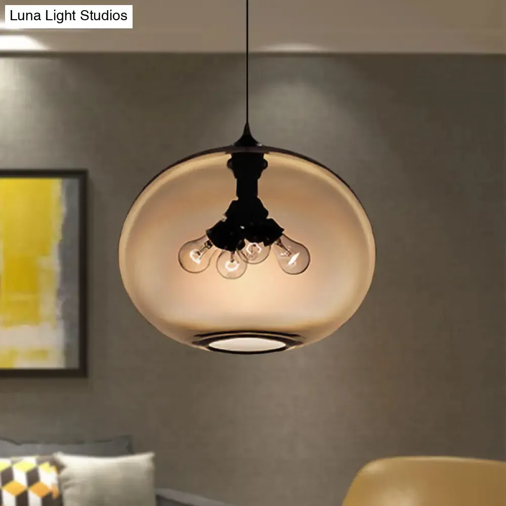 Modern Brown/Clear/Amber Oval Glass Pendant Light - 4-Light Ceiling Hanging Fixture