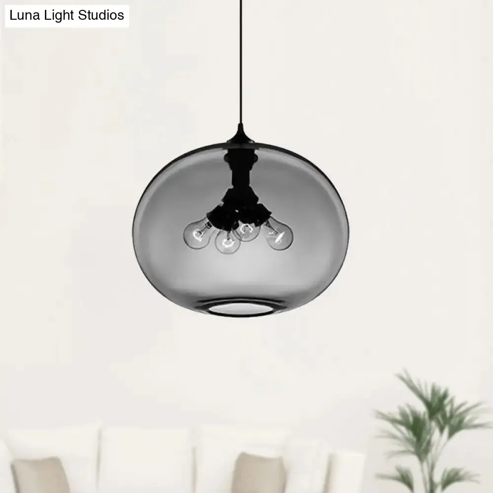 Modern Brown/Clear/Amber Oval Glass Pendant Light - 4-Light Ceiling Hanging Fixture