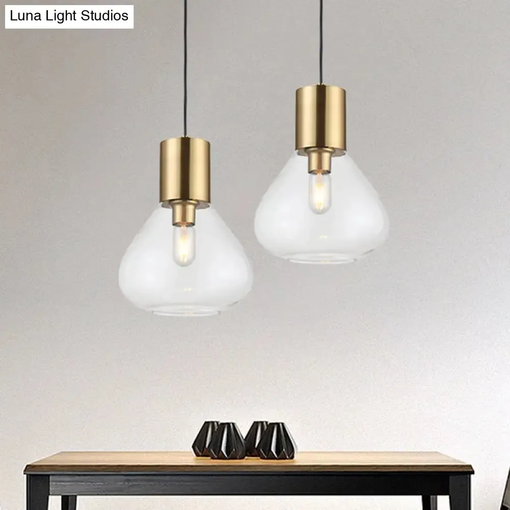 Modern Clear Glass Urn Pendant Lamp - Gold Finish - Dining Table Lighting