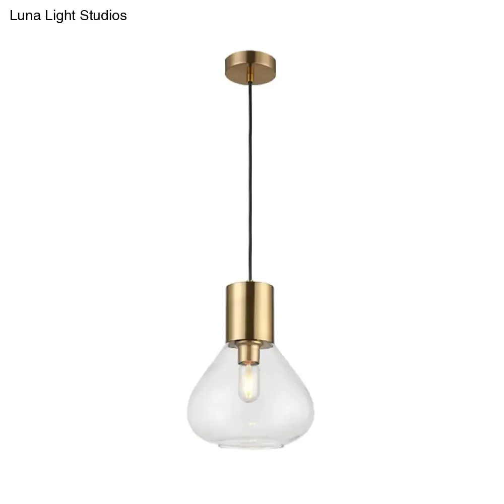 Modern Clear Glass Urn Pendant Lamp - Gold Finish - Dining Table Lighting