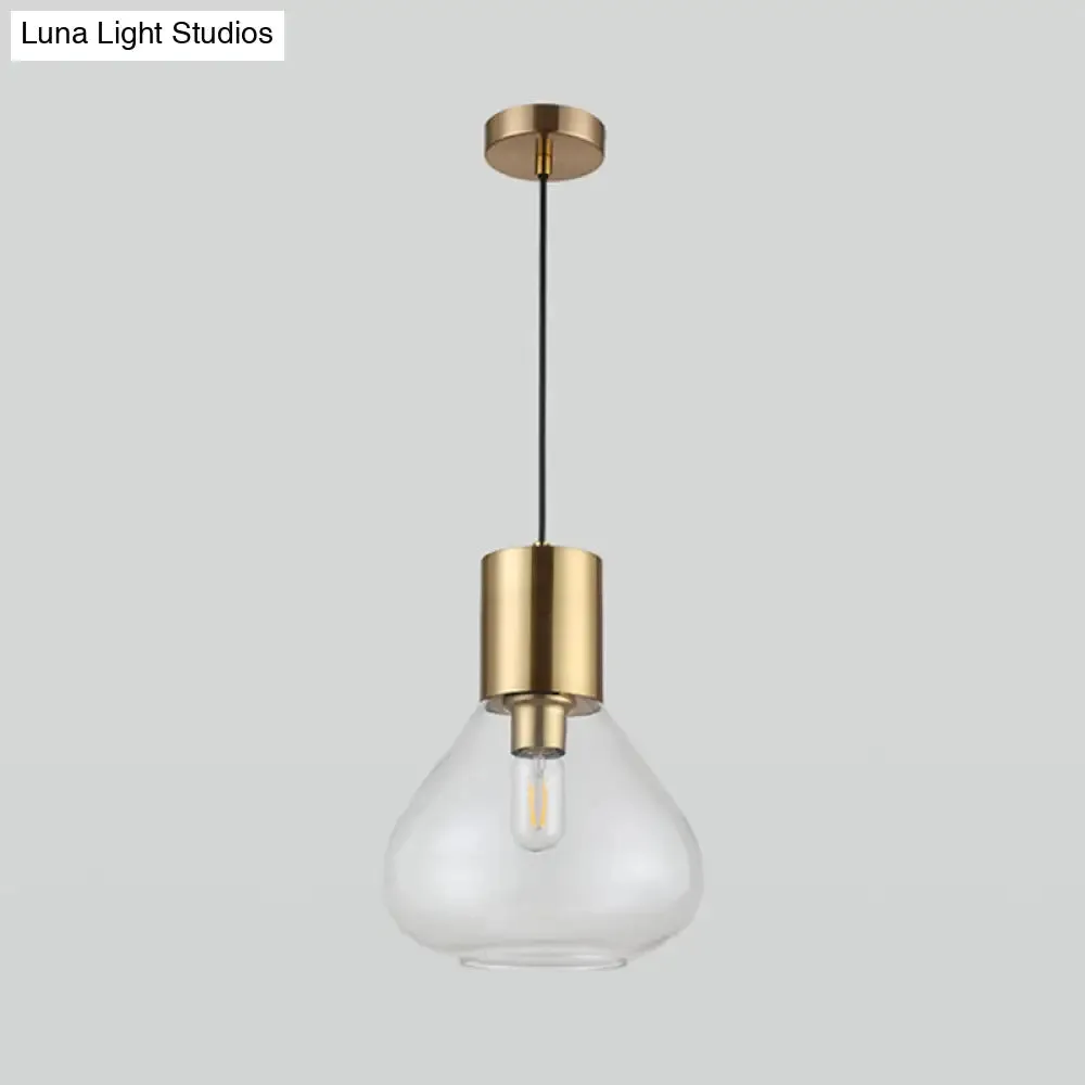 Modern Clear Glass Urn Pendant Lamp - Gold Finish - Dining Table Lighting