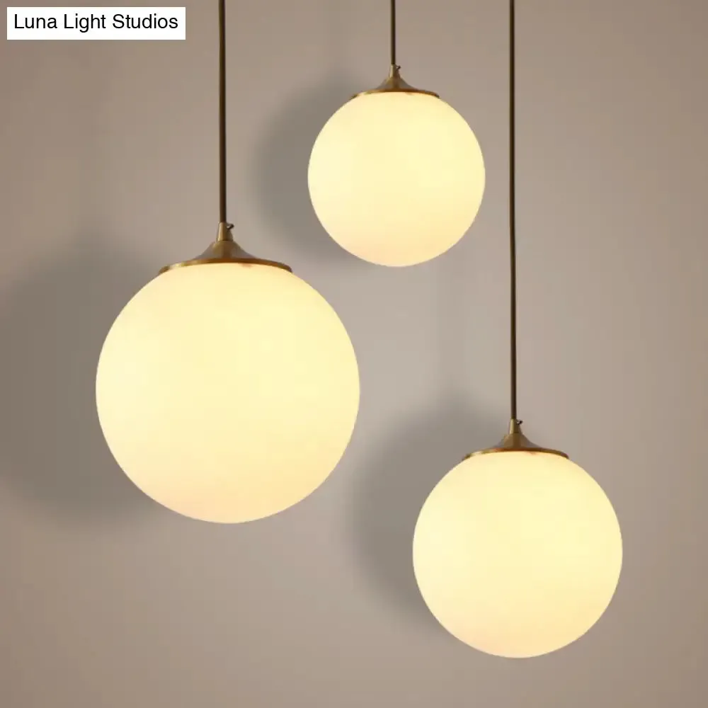 Modern Frosted White Glass Pendant Light for Dining Room with Global Suspension - 1 Bulb