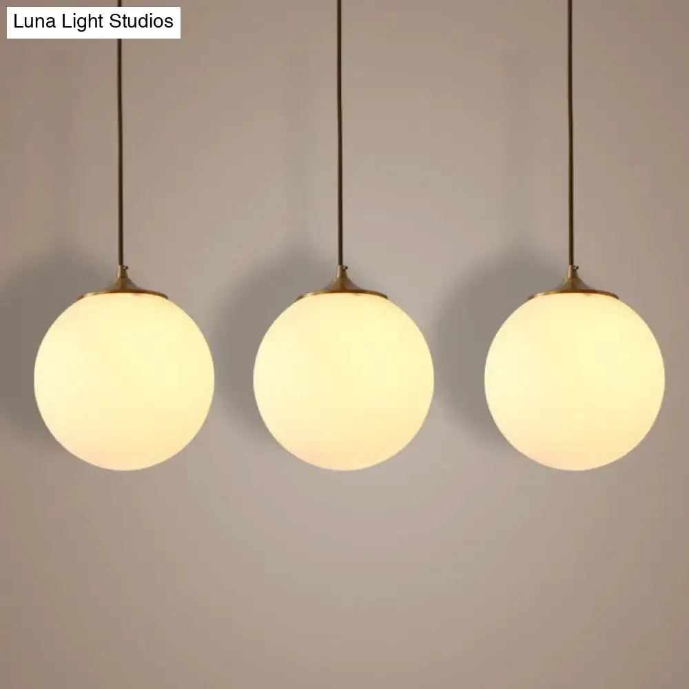 Modern Frosted White Glass Pendant Light for Dining Room with Global Suspension - 1 Bulb