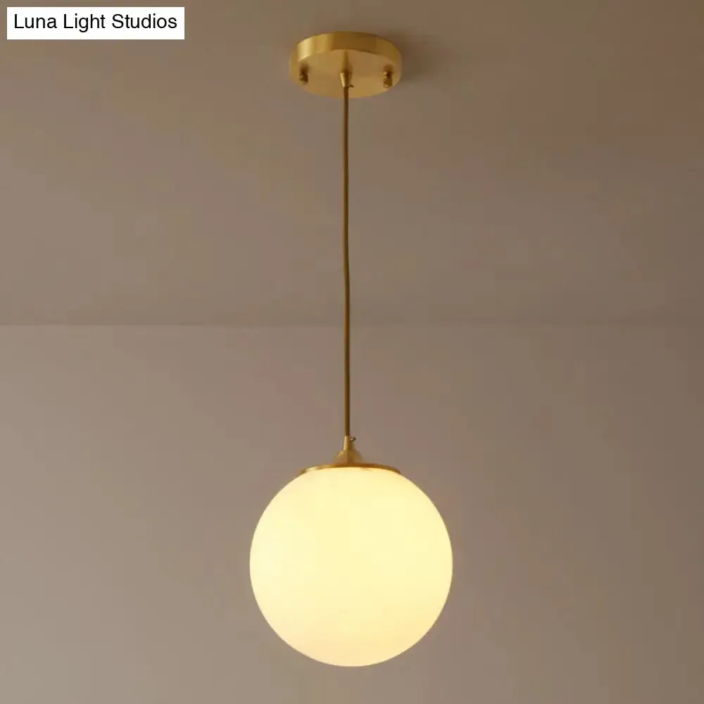 Modern Frosted White Glass Pendant Light for Dining Room with Global Suspension - 1 Bulb