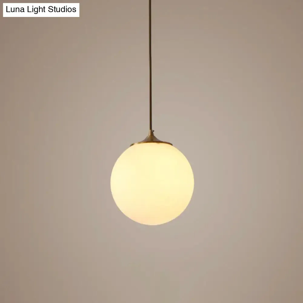 Modern Frosted White Glass Pendant Light for Dining Room with Global Suspension - 1 Bulb