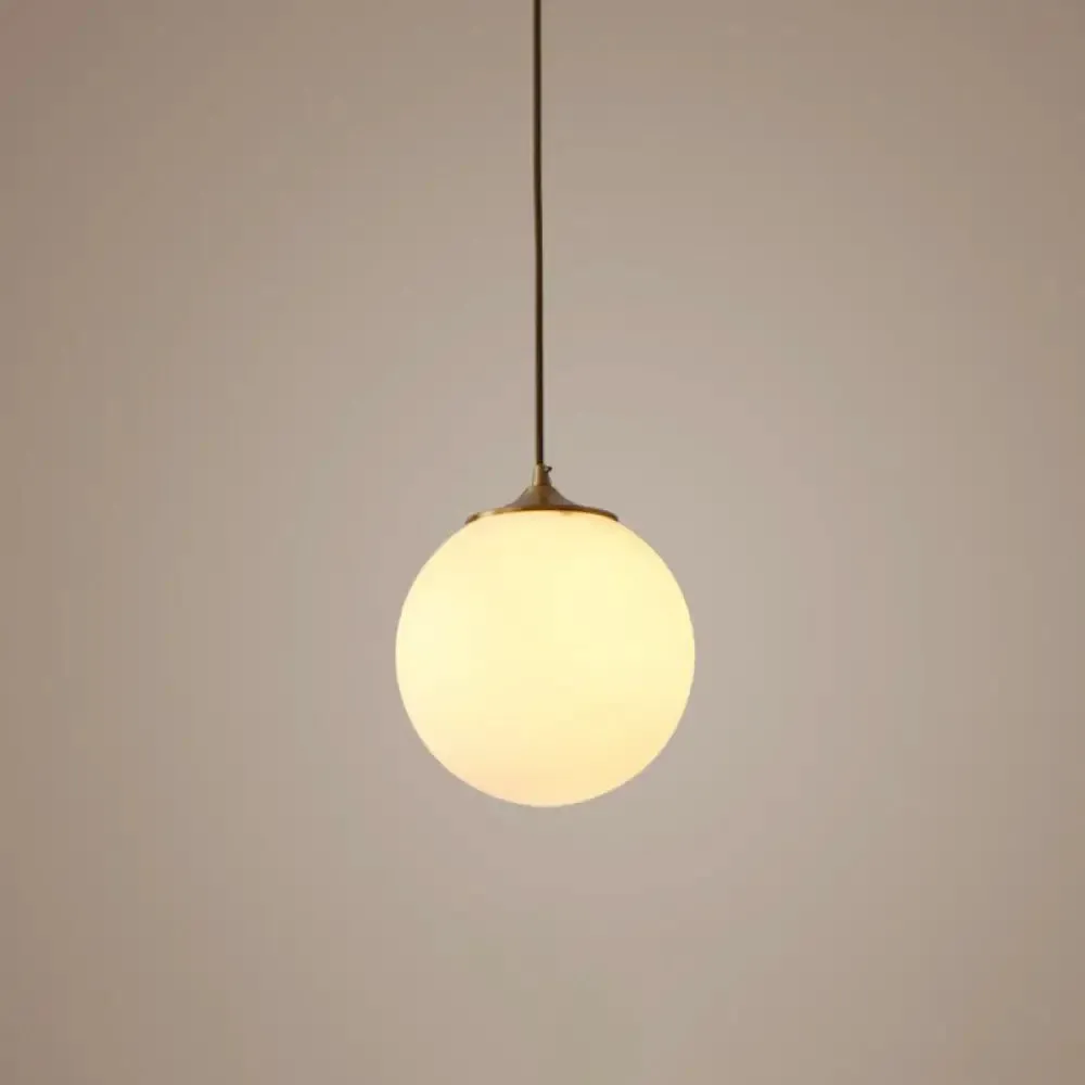 Modern Frosted White Glass Pendant Light for Dining Room with Global Suspension - 1 Bulb