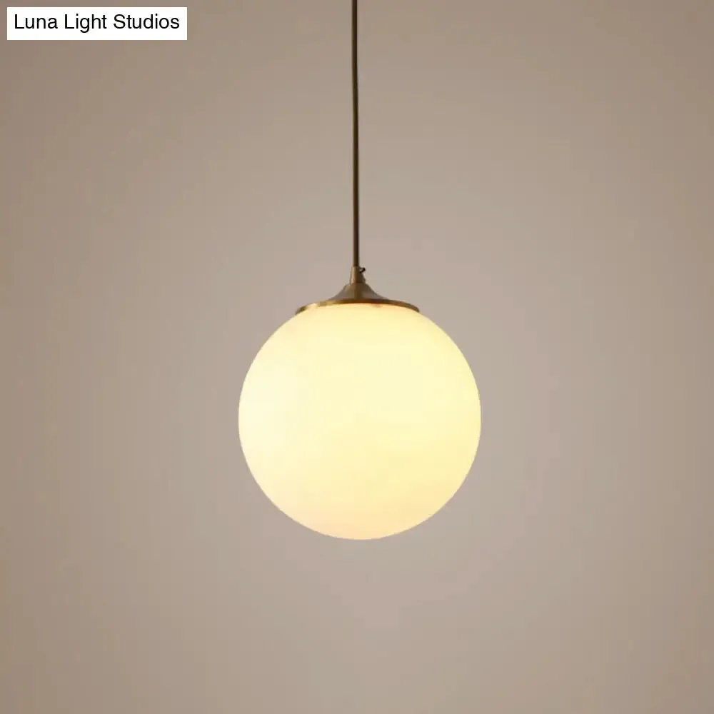 Modern Frosted White Glass Pendant Light for Dining Room with Global Suspension - 1 Bulb