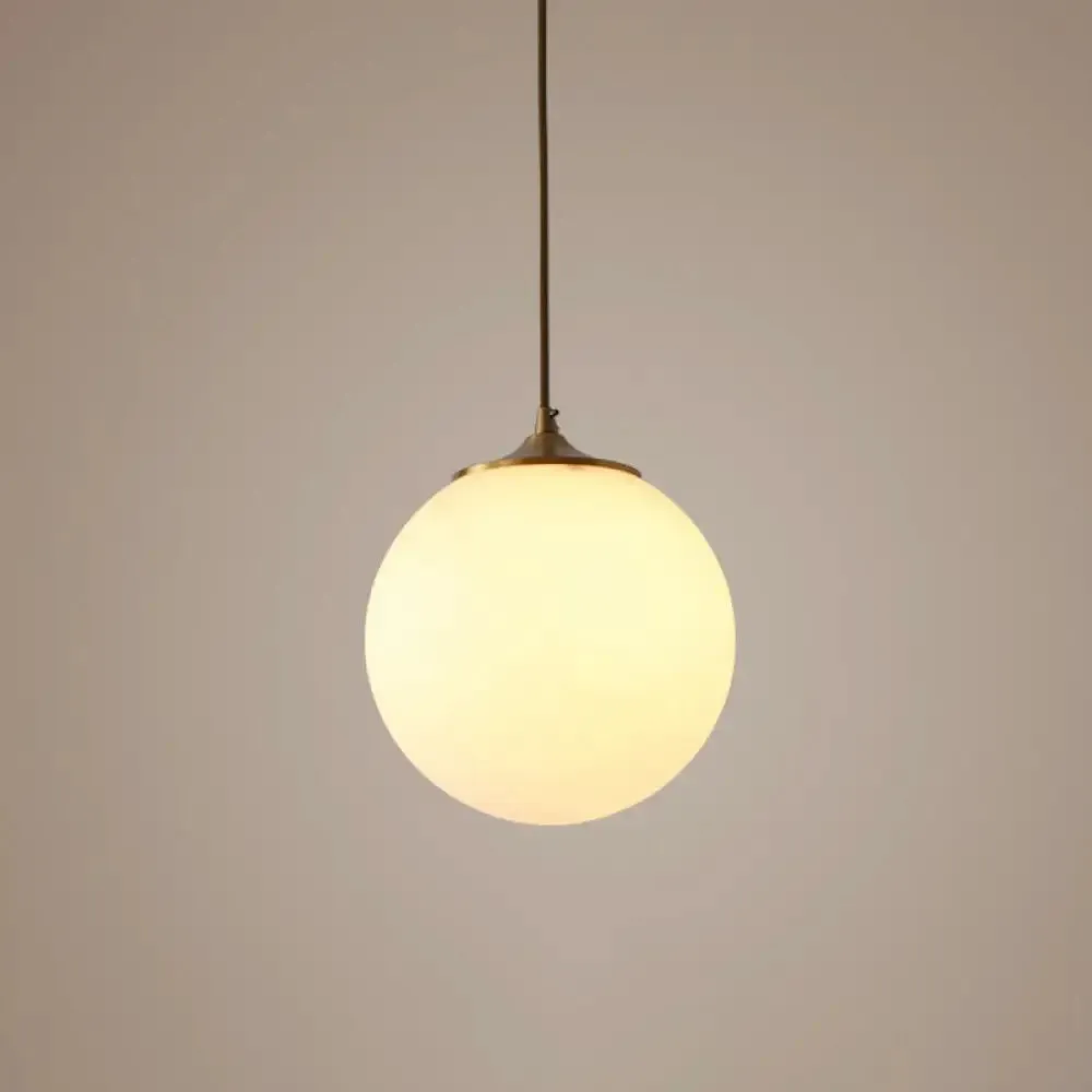 Modern Frosted White Glass Pendant Light for Dining Room with Global Suspension - 1 Bulb