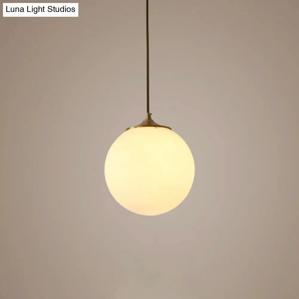 Modern Frosted White Glass Pendant Light for Dining Room with Global Suspension - 1 Bulb