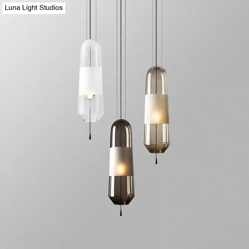 Modern Glass Pendant Light for Bedroom - Cylindrical Design, Hanging Fixture