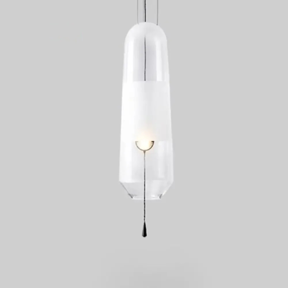 Modern Glass Pendant Light for Bedroom - Cylindrical Design, Hanging Fixture