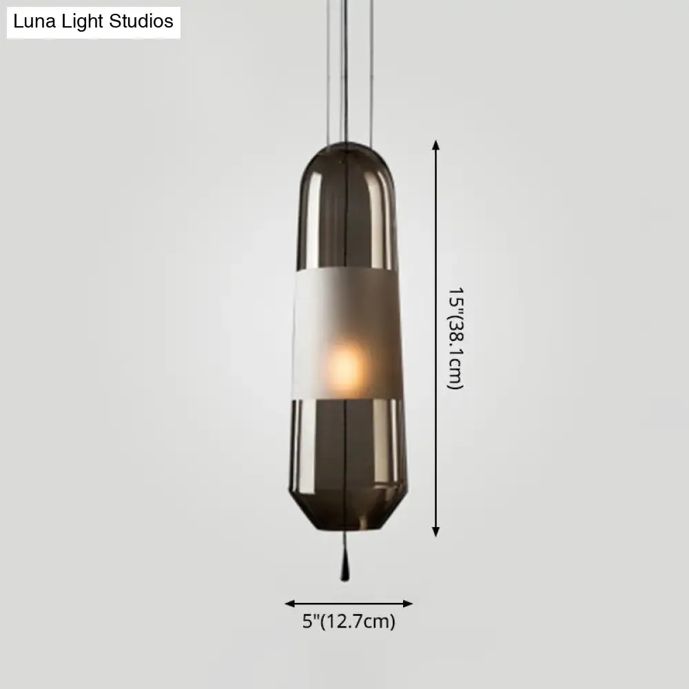 Modern Glass Pendant Light for Bedroom - Cylindrical Design, Hanging Fixture