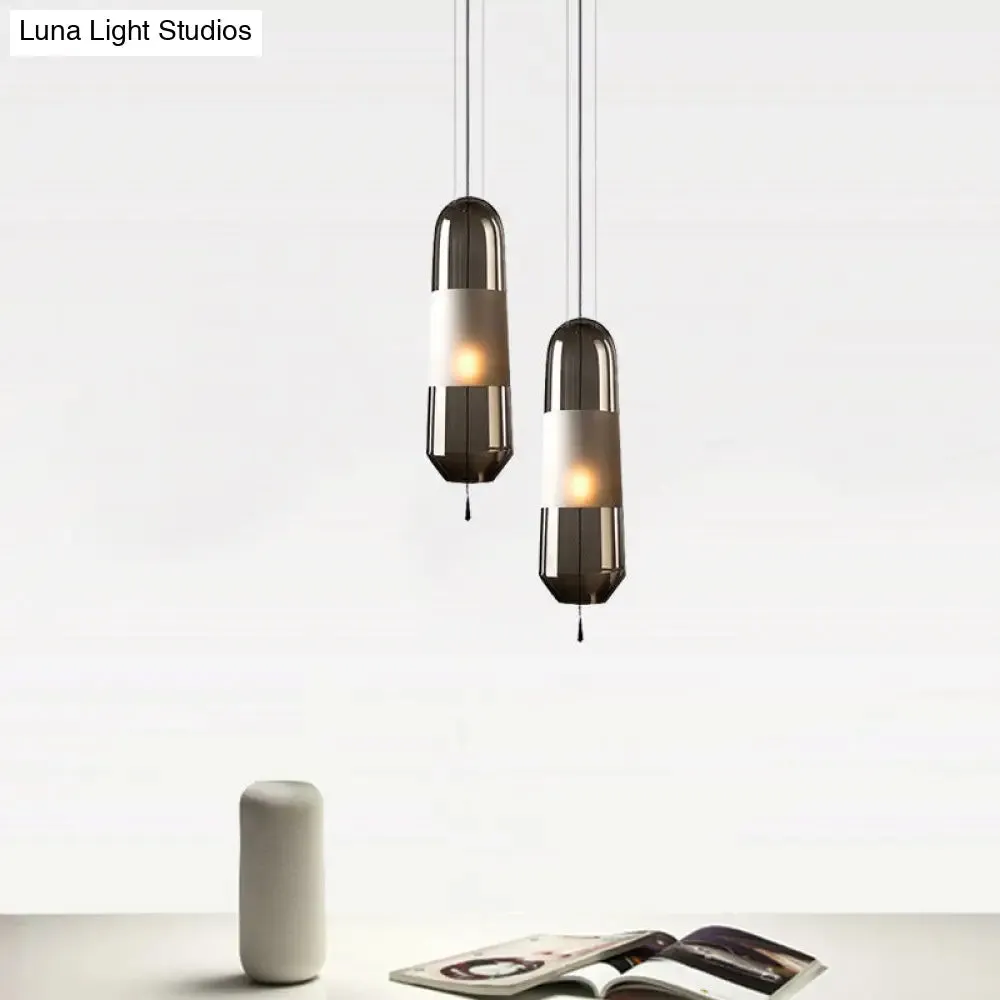 Modern Glass Pendant Light for Bedroom - Cylindrical Design, Hanging Fixture