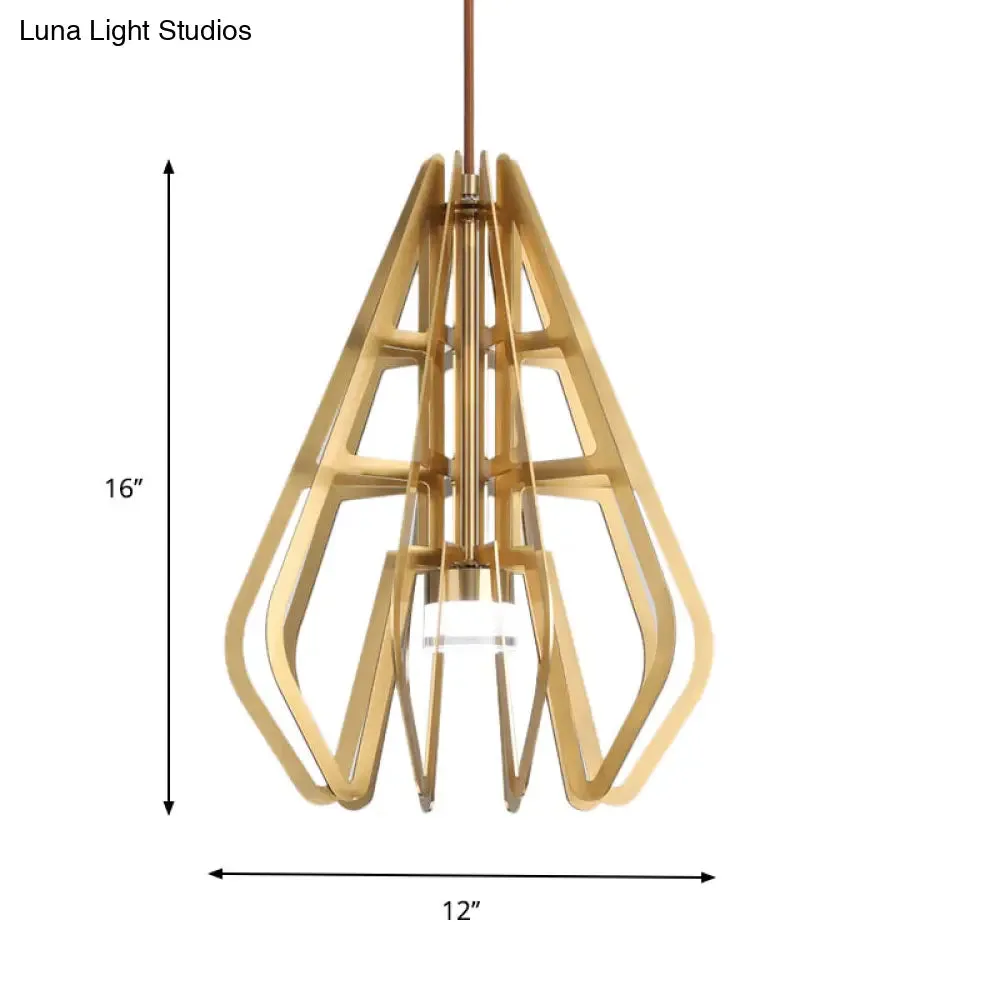 Modern Gold Diamond LED Pendant Light with Metal Frame