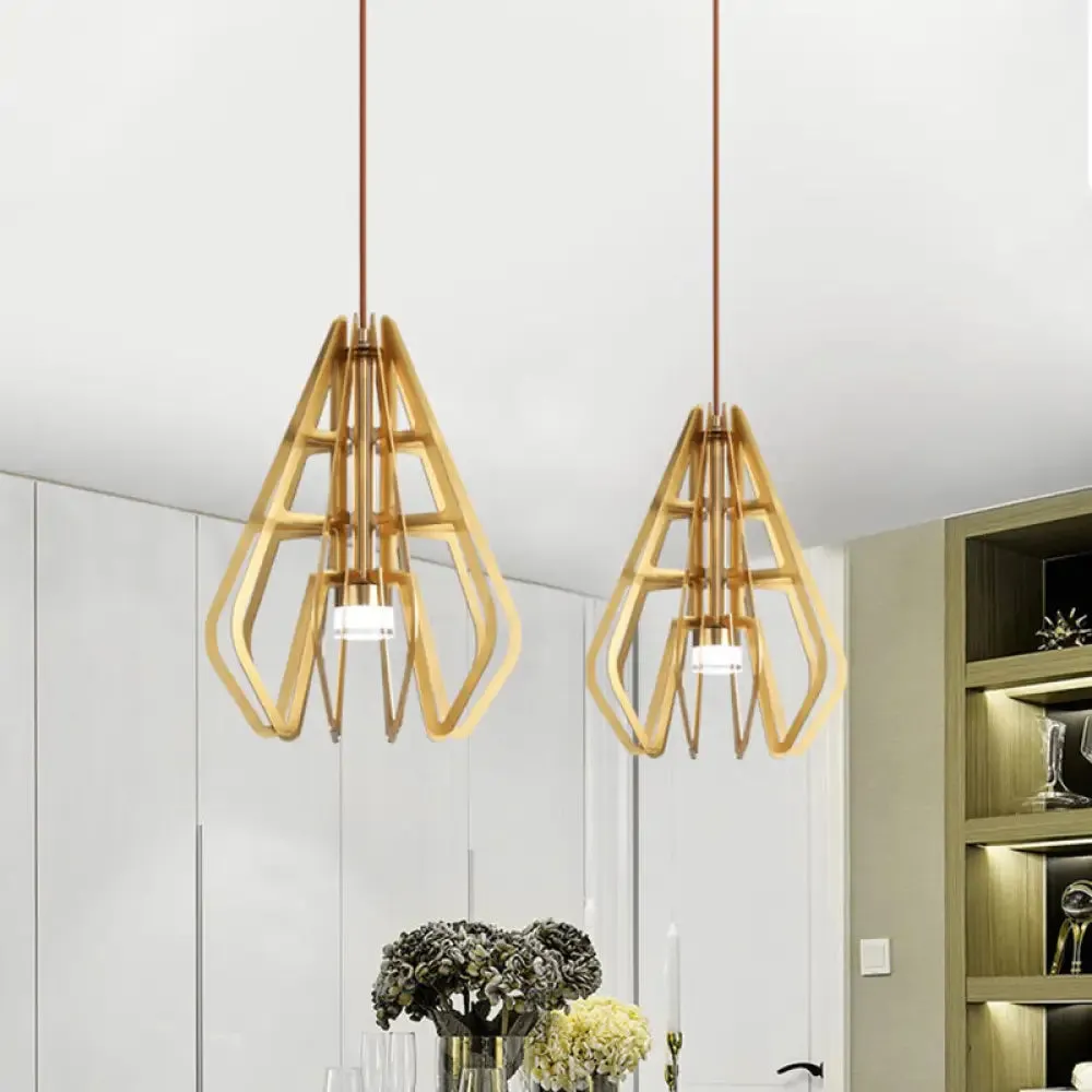 Modern Gold Diamond LED Pendant Light with Metal Frame