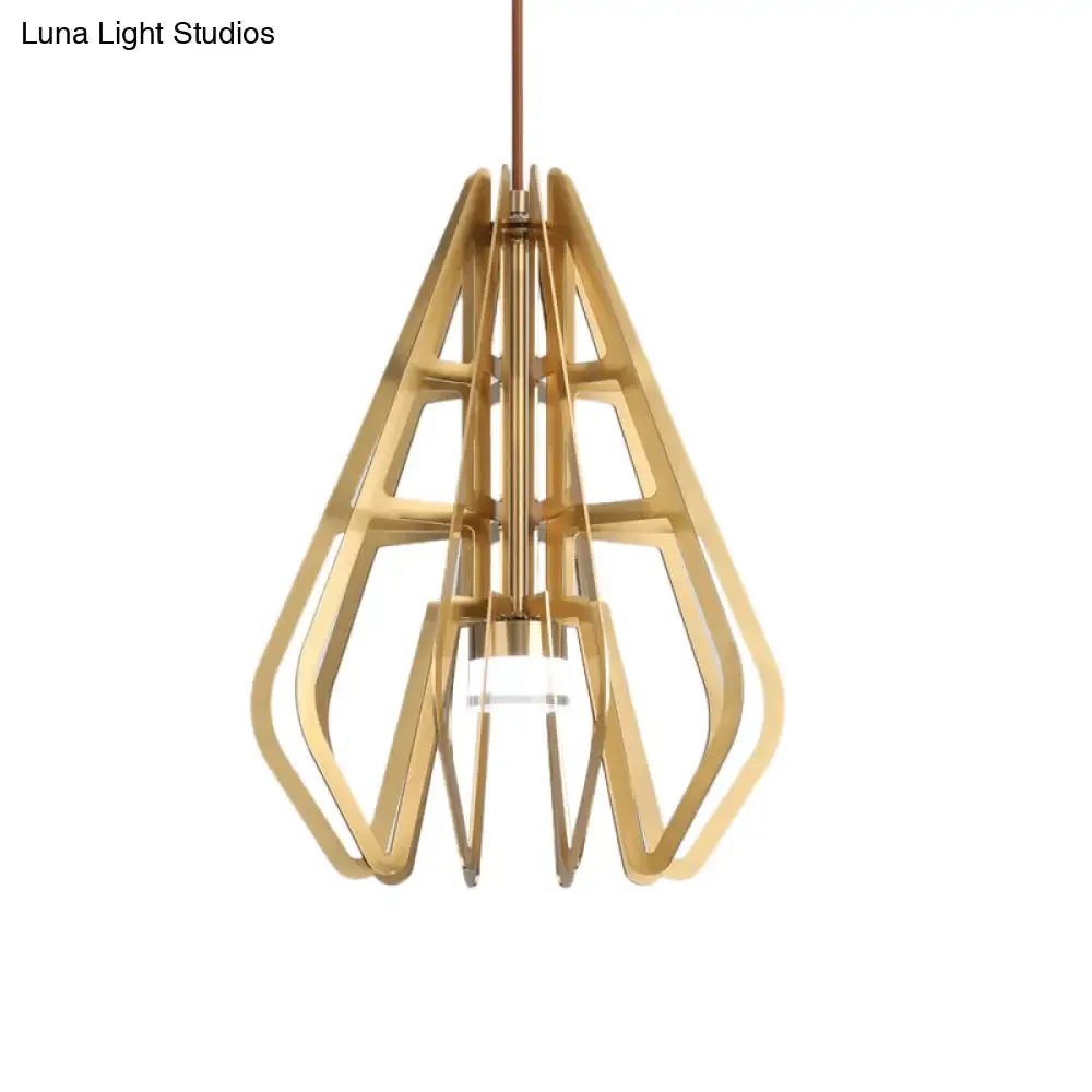 Modern Gold Diamond LED Pendant Light with Metal Frame