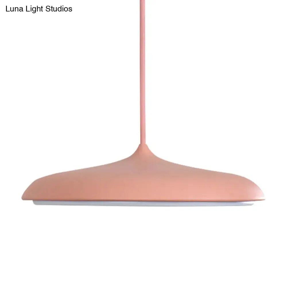 Modern Metal Disk Ceiling Pendant Light - 10"/16" Diameter - 1 Light - White/Pink/Yellow - Warm/White Hanging Lamp