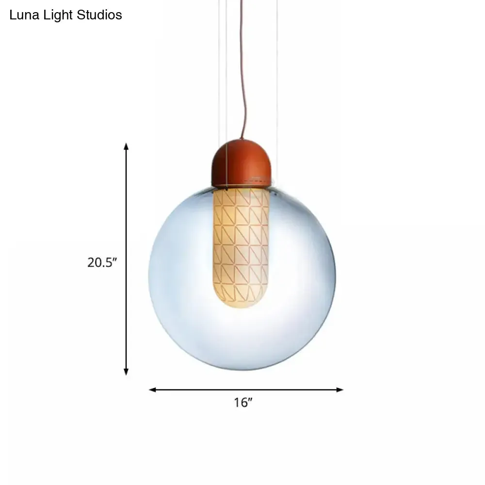 Modern Orange Sphere Pendant with Gradient Smoke Glass and LED Lighting