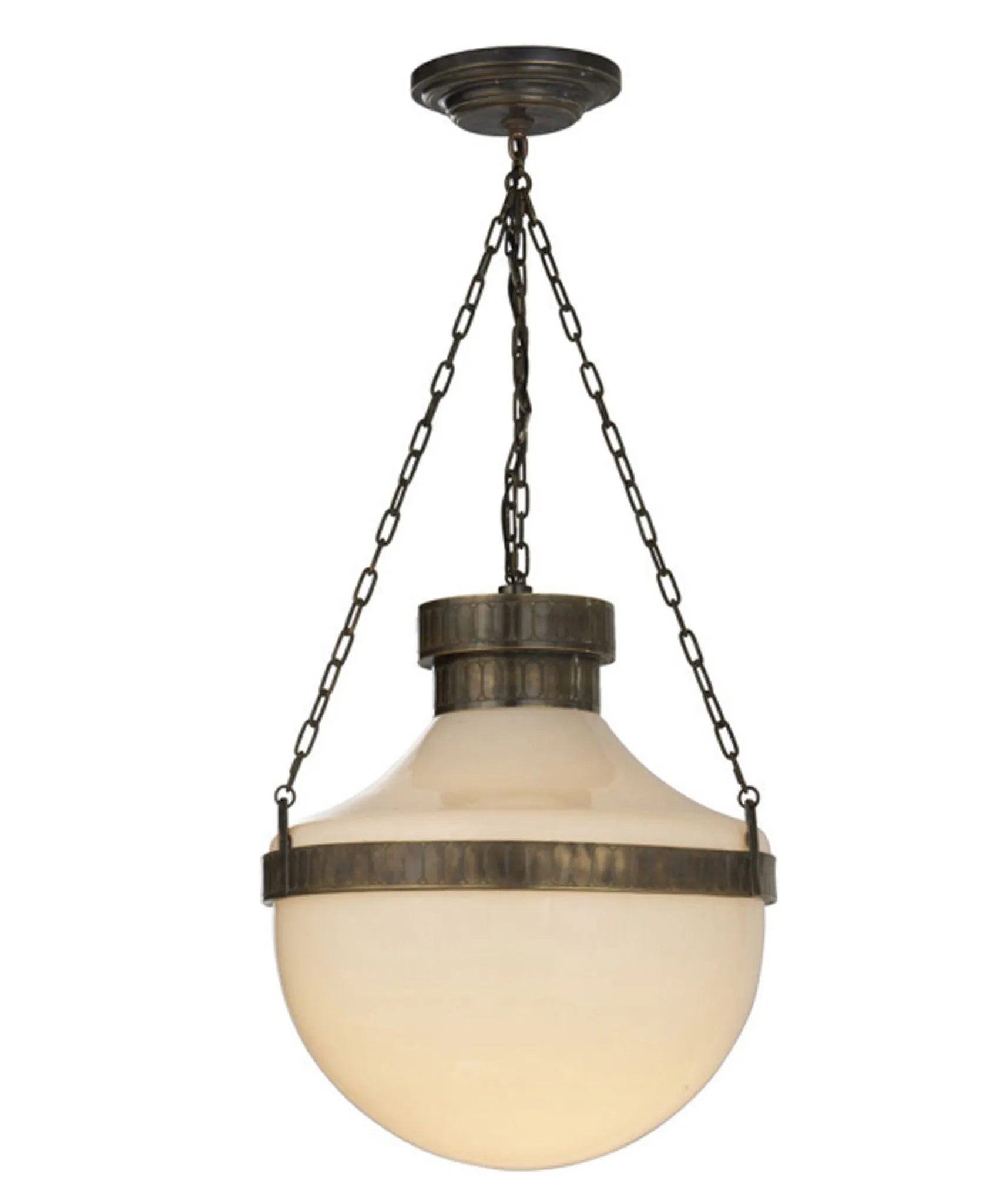 Modern Schoolhouse Pendant, Antique Brass