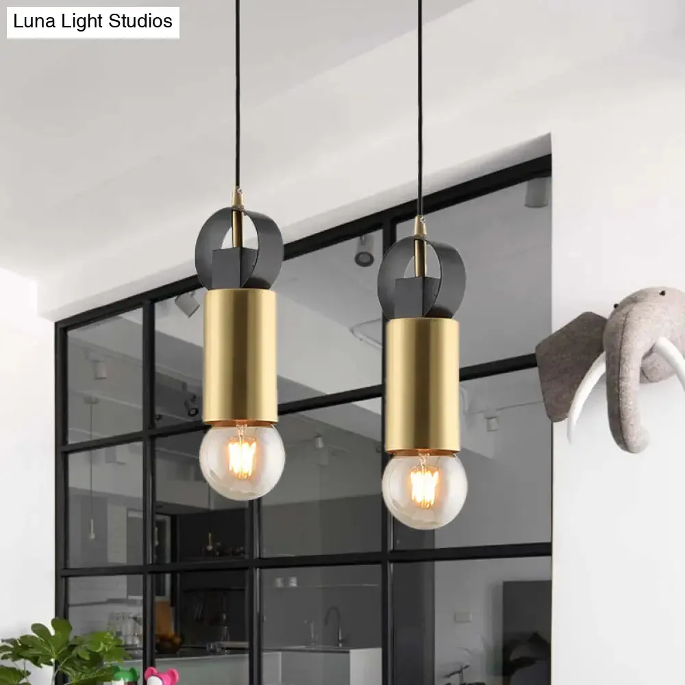 Modern Tube Mini Pendulum Light - Brass Finish for Bedroom Suspension