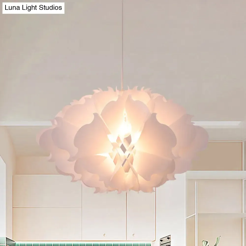 Modern White Floral Suspension Light - Acrylic Pendant for Table Overhead Lighting