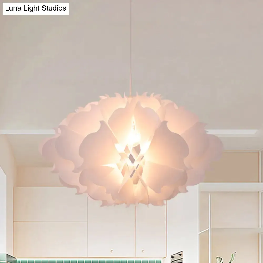 Modern White Floral Suspension Light - Acrylic Pendant for Table Overhead Lighting