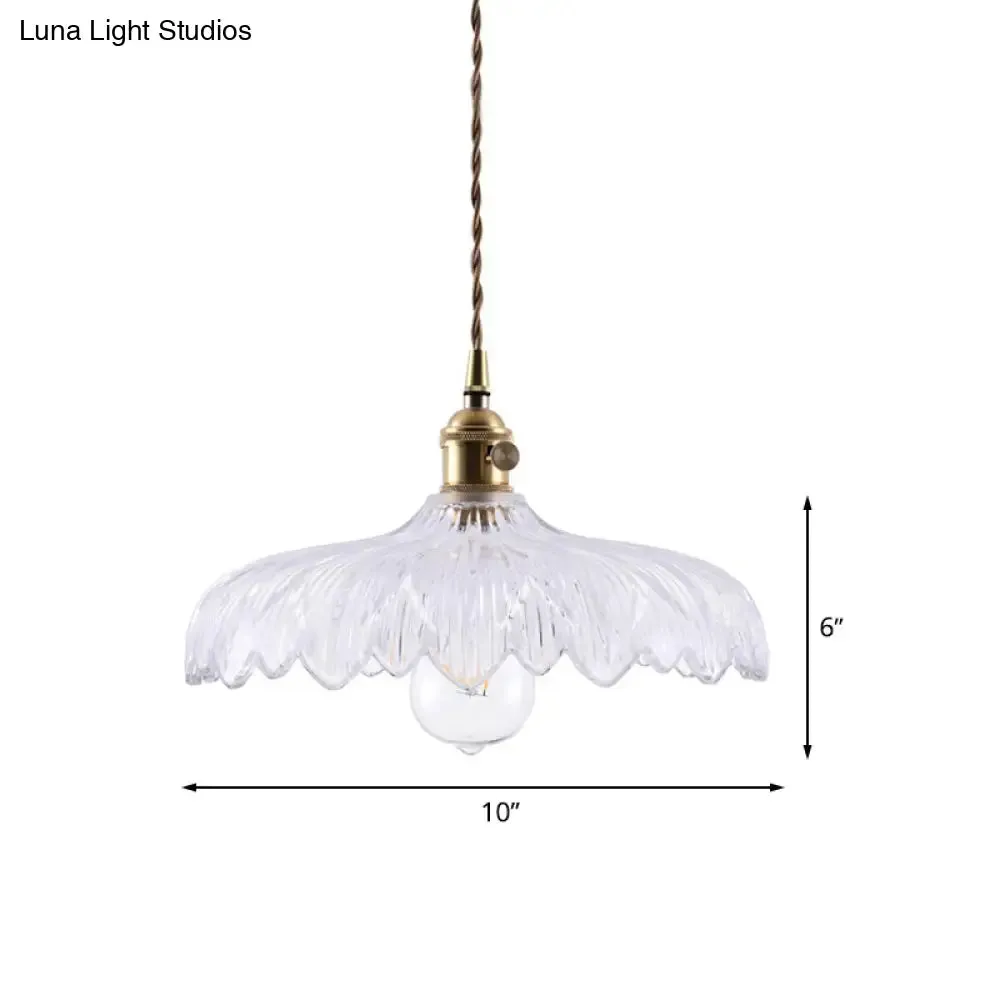 Modern White Prismatic Glass Umbrella Pendant Lamp - 10"/12" Wide, 1-Light, Brass Suspension, Ideal for Restaurants