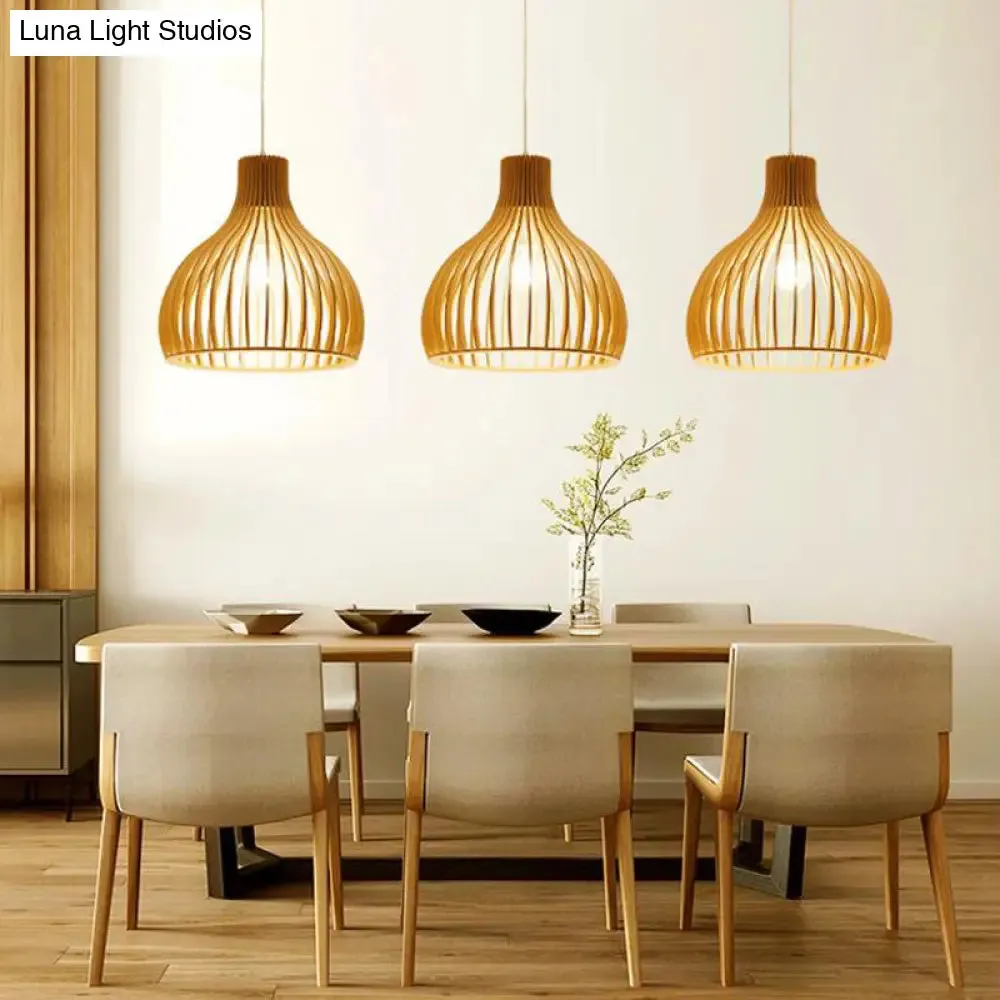 Modern Wood Geometric Pendant Light for Restaurant Ceilings