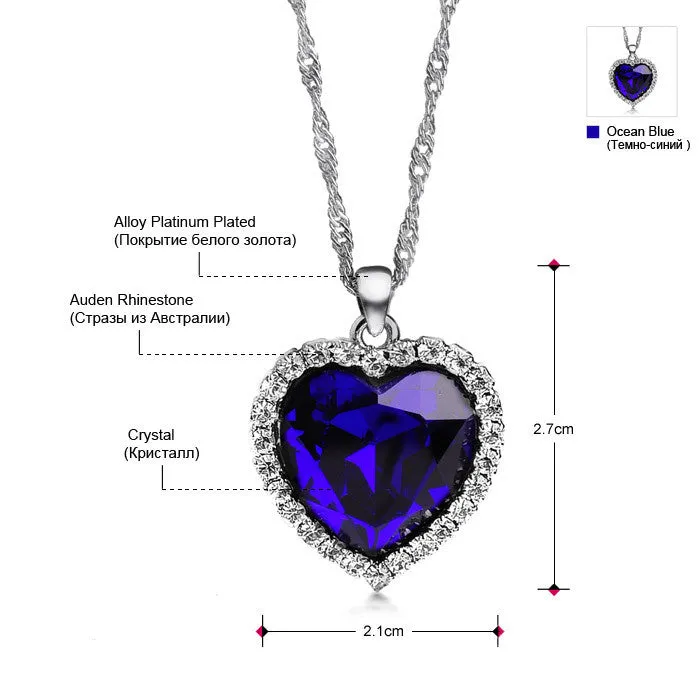 Neoglory Titanic Ocean Heart Necklaces & Pendants For Women Crystal Rhinestone Jewelry Accessories Gift