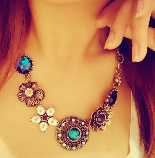 New Hot  Multilayer gold hollow flowers choker bib statement necklace  for women  Free Shipping