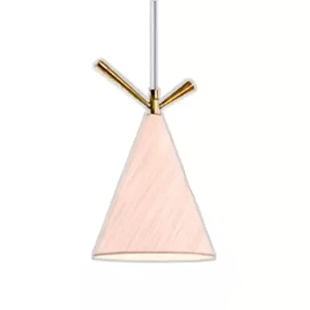 Nordic Conical Pendant Metallic Hanging Light with Antler Deco - 1-Bulb Ceiling Fixture for Dining Room