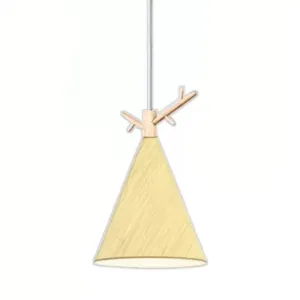 Nordic Conical Pendant Metallic Hanging Light with Antler Deco - 1-Bulb Ceiling Fixture for Dining Room