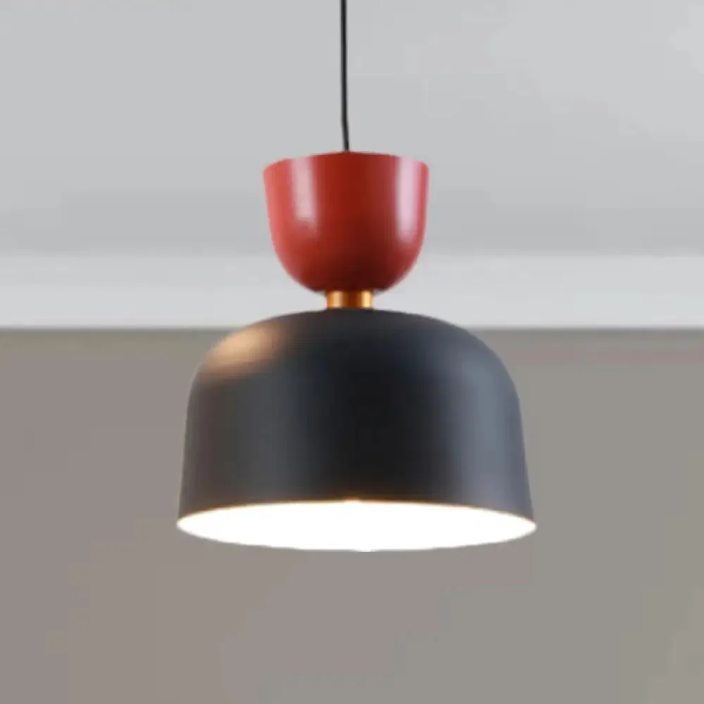 Nordic Style Black Cone/Dome Pendant Light - Metal 1-Light Ceiling Hanging Lamp, 2"/3" Diameter