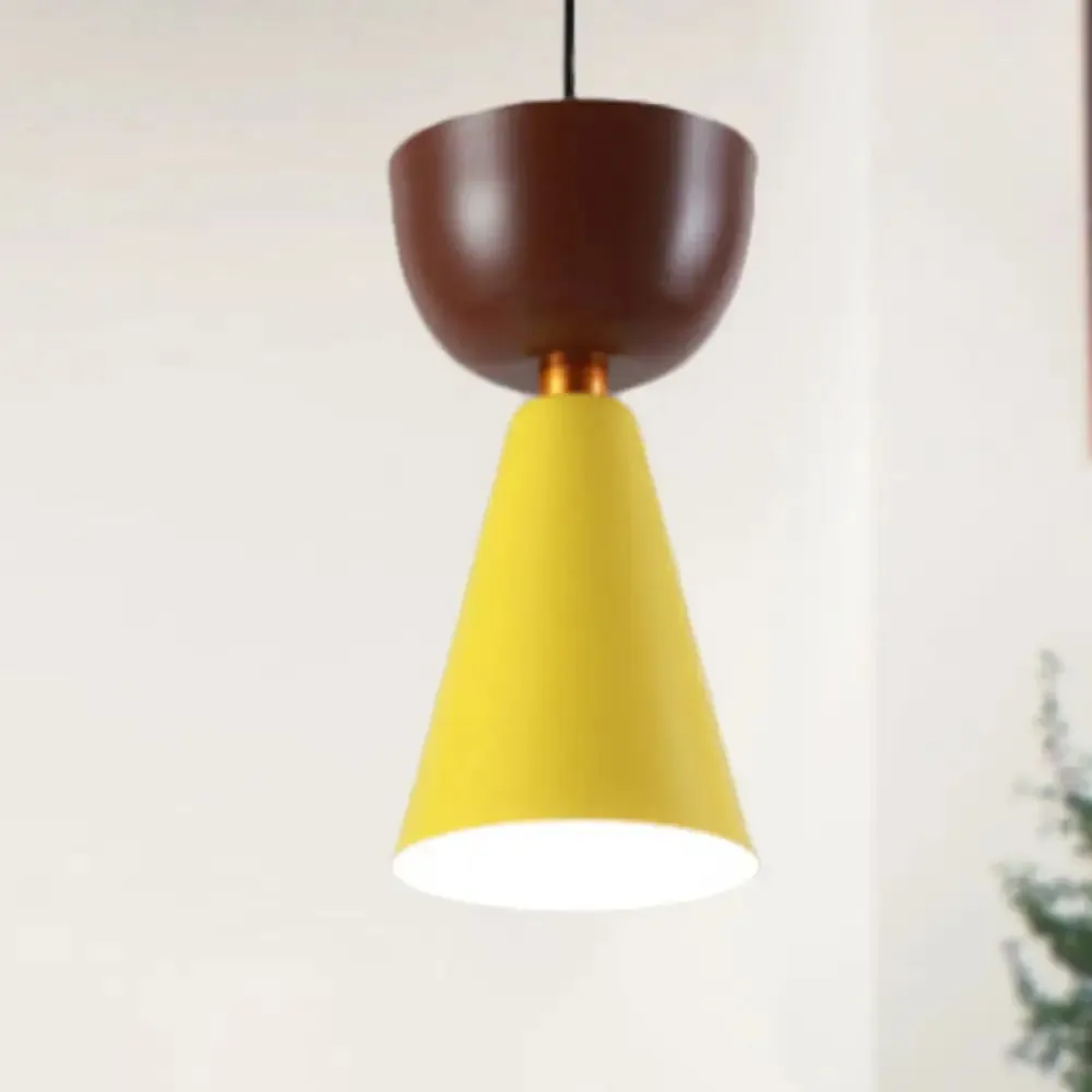 Nordic Style Black Cone/Dome Pendant Light - Metal 1-Light Ceiling Hanging Lamp, 2"/3" Diameter