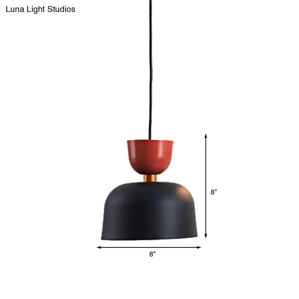 Nordic Style Black Cone/Dome Pendant Light - Metal 1-Light Ceiling Hanging Lamp, 2"/3" Diameter