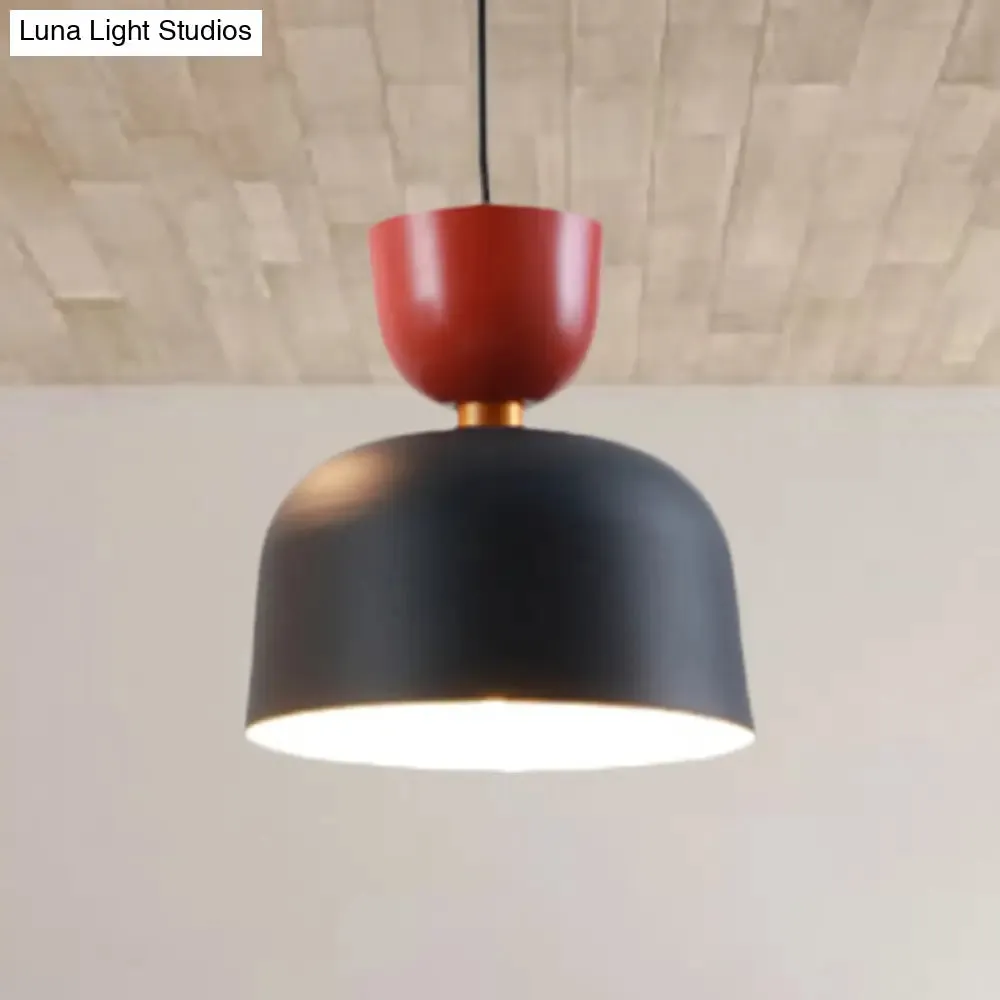 Nordic Style Black Cone/Dome Pendant Light - Metal 1-Light Ceiling Hanging Lamp, 2"/3" Diameter