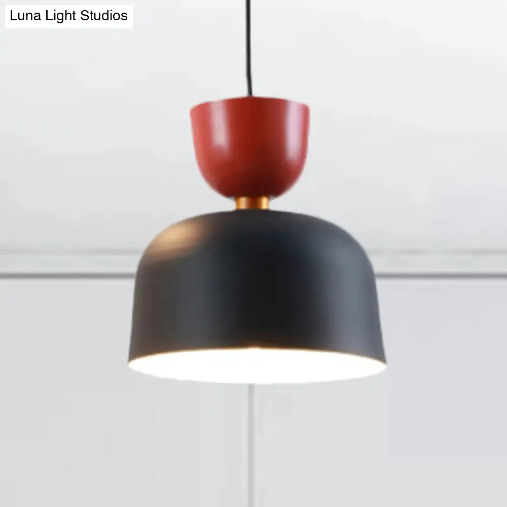 Nordic Style Black Cone/Dome Pendant Light - Metal 1-Light Ceiling Hanging Lamp, 2"/3" Diameter