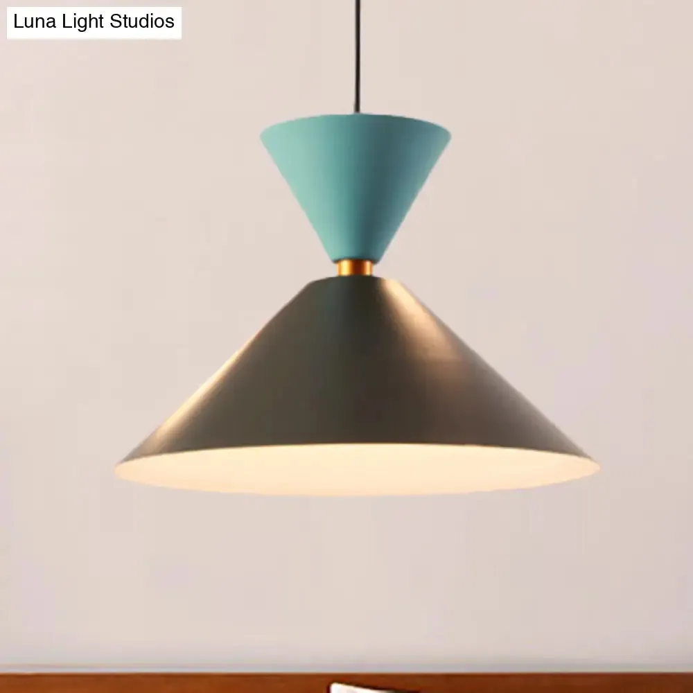 Nordic Style Black Cone/Dome Pendant Light - Metal 1-Light Ceiling Hanging Lamp, 2"/3" Diameter