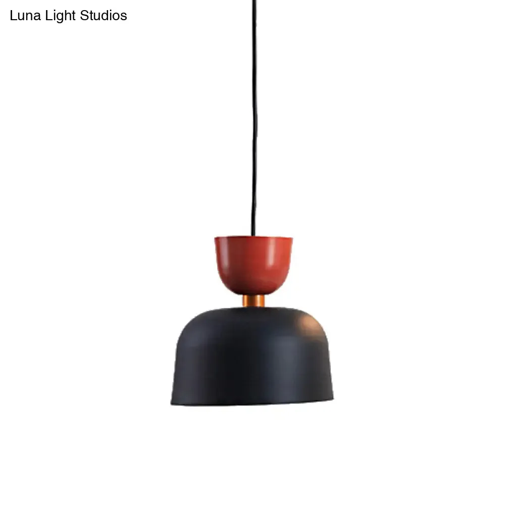 Nordic Style Black Cone/Dome Pendant Light - Metal 1-Light Ceiling Hanging Lamp, 2"/3" Diameter