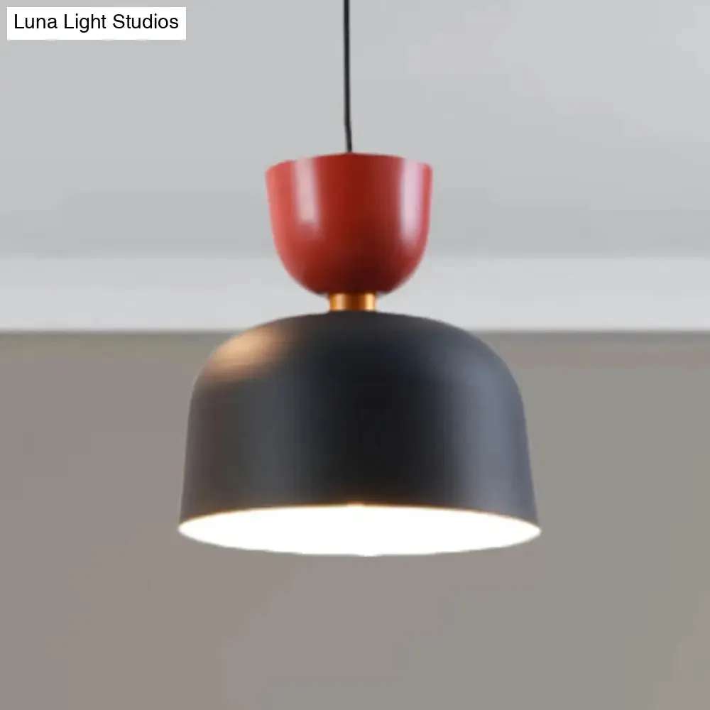 Nordic Style Black Cone/Dome Pendant Light - Metal 1-Light Ceiling Hanging Lamp, 2"/3" Diameter