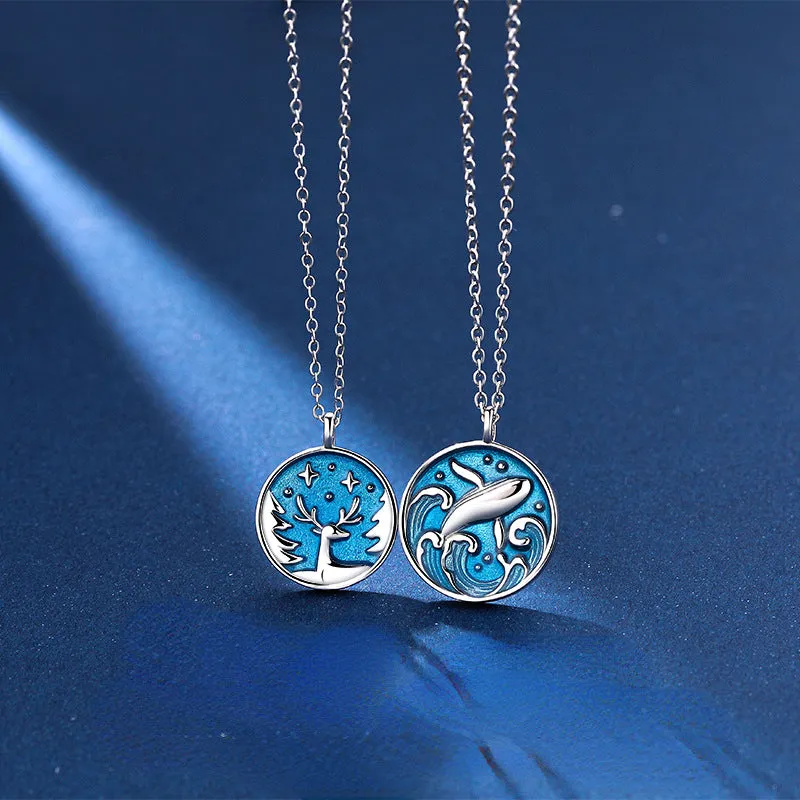 Ocean Forest Romantic Couple Necklaces Set