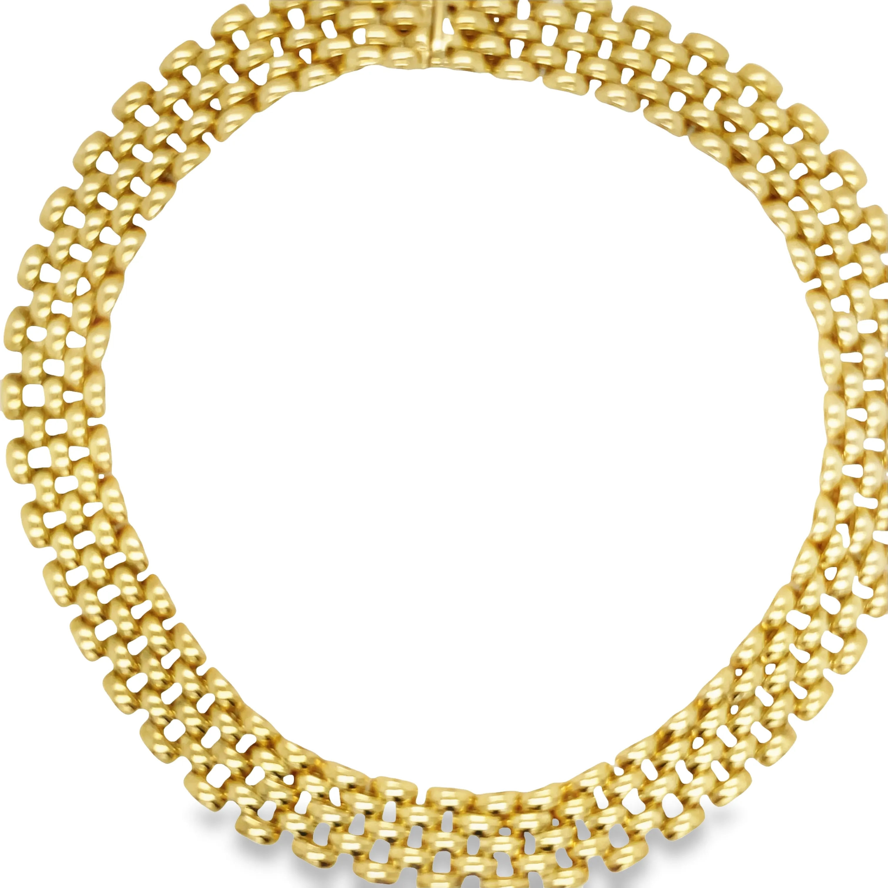 Panther Link 5 Row Italian Made Yellow Gold Necklace