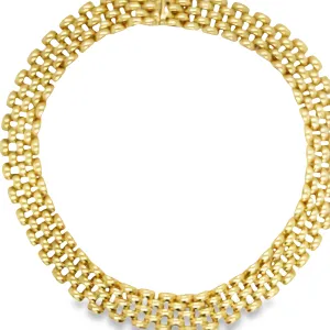 Panther Link 5 Row Italian Made Yellow Gold Necklace